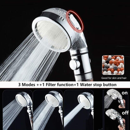 High Pressure Mineral Shower Head with On/Off Switch