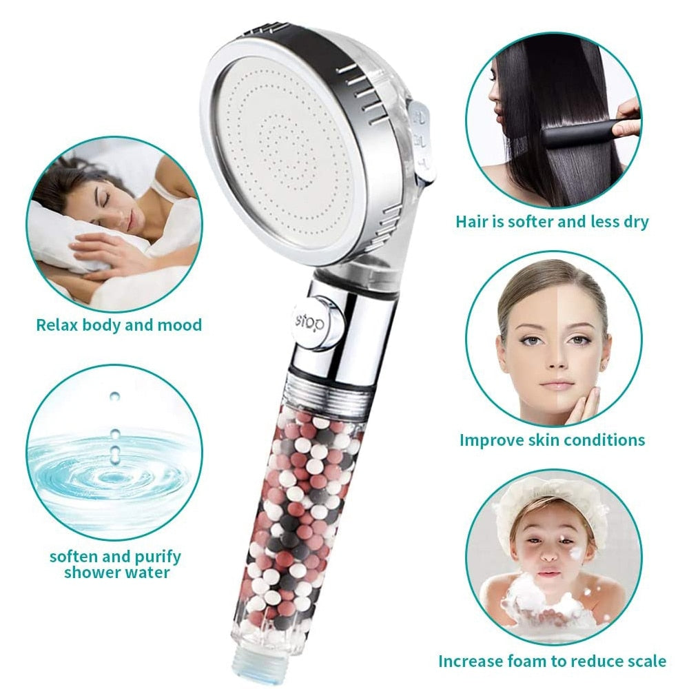 High Pressure Mineral Shower Head with On/Off Switch