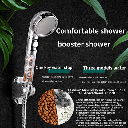 High Pressure Mineral Shower Head with On/Off Switch