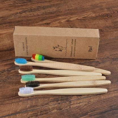 10PCS Eco-friendly Colorful Natural Soft Bristle Bamboo Toothbrushes